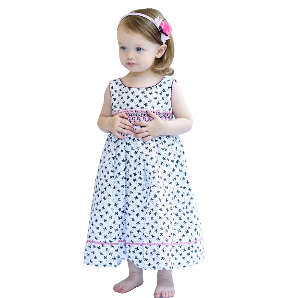 Little Girls Hand Smocked Sleeveless Summer Dress